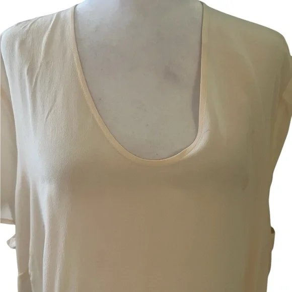 NWT Eileen Fisher Cream 100% Silk 2X Short Sleeves Top Hi-Low - Picture 4 of 7